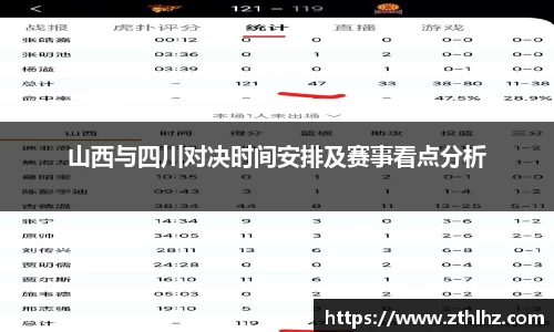 山西与四川对决时间安排及赛事看点分析